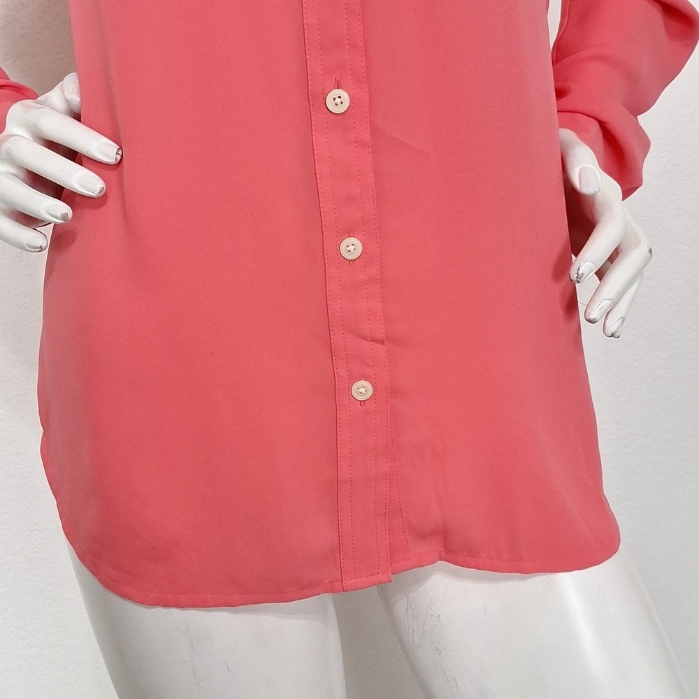 Ann Taylor Chico's Orange Feminine Lagenlook Roll Tab Sleeve Blouse Size M - Picture 3 of 13